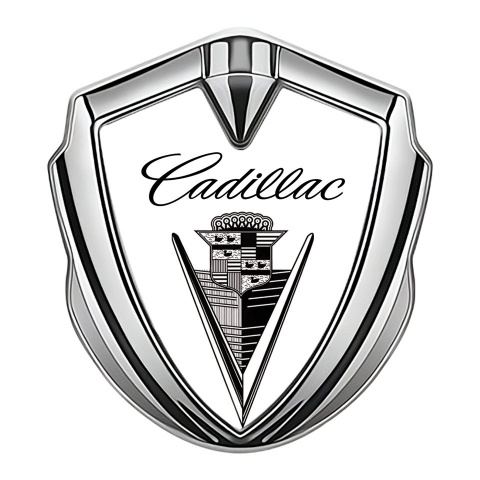 Cadillac Trunk Emblem Badge Silver White Black Edition