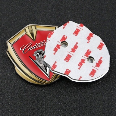 Cadillac Self Adhesive Bodyside Emblem Gold Red Black Logo