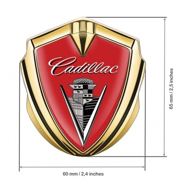 Cadillac Self Adhesive Bodyside Emblem Gold Red Black Logo