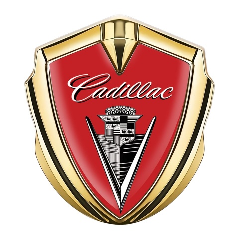 Cadillac Self Adhesive Bodyside Emblem Gold Red Black Logo