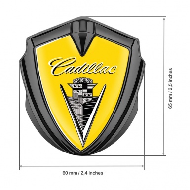 Cadillac Metal Emblem Self Adhesive Graphite Yellow Black Logo