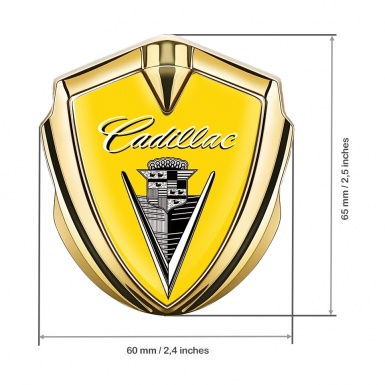 Cadillac Metal Emblem Self Adhesive Gold Yellow Black Logo