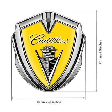 Cadillac Metal Emblem Self Adhesive Silver Yellow Black Logo