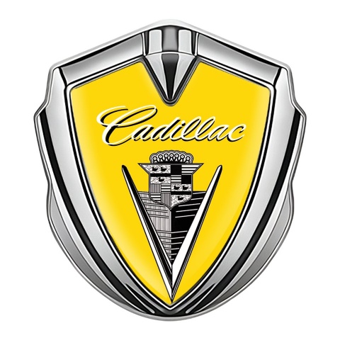Cadillac Metal Emblem Self Adhesive Silver Yellow Black Logo