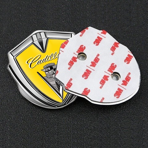 Cadillac Metal Emblem Self Adhesive Silver Yellow Black Logo