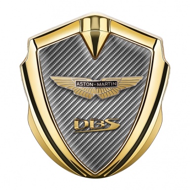 Aston Martin Fender Metal Emblem Badge Gold Carbon 3-D Design