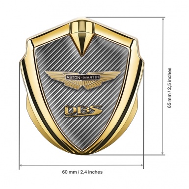 Aston Martin Fender Metal Emblem Badge Gold Carbon 3-D Design