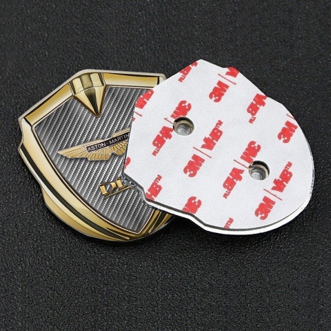 Aston Martin Fender Metal Emblem Badge Gold Carbon 3-D Design