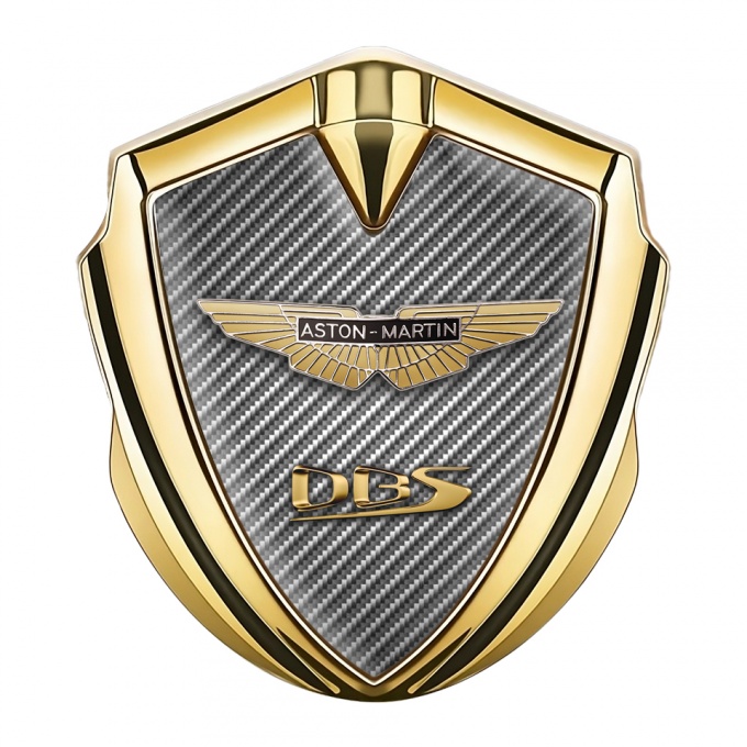 Aston Martin Fender Metal Emblem Badge Gold Carbon 3-D Design