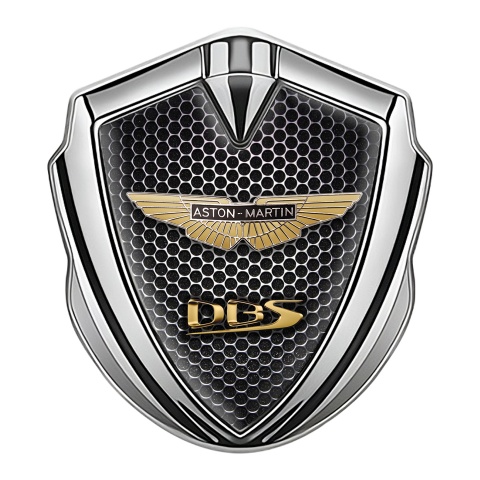Aston Martin Trunk Emblem Badge Silver Dark Cells Edition