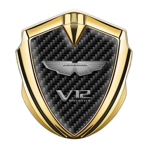 Aston Martin 3D Car Metal Emblem Gold Carbon Edition