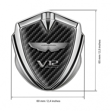 Aston Martin 3D Car Metal Emblem Silver Carbon Edition