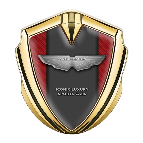 Aston Martin Fender Emblem Badge Gold Red Luxury Design