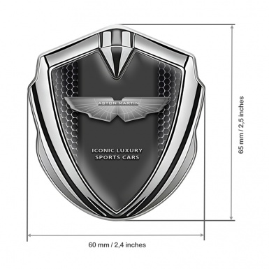 Aston Martin Fender Emblem Badge Silver Dark Mesh Design