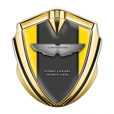 Aston Martin Metal Emblem Self Adhesive Gold Yellow Grey Edition