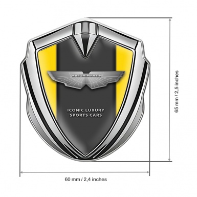 Aston Martin Metal Emblem Self Adhesive Silver Yellow Grey Edition