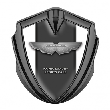 Aston Martin 3D Car Metal Emblem Graphite White Grey Edition