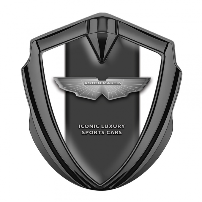 Aston Martin 3D Car Metal Emblem Graphite White Grey Edition