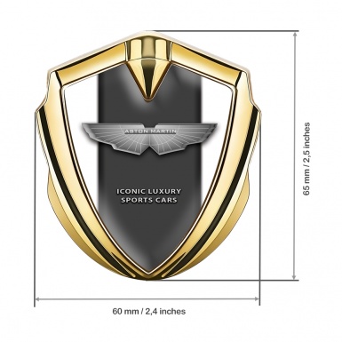 Aston Martin 3D Car Metal Emblem Gold White Grey Edition