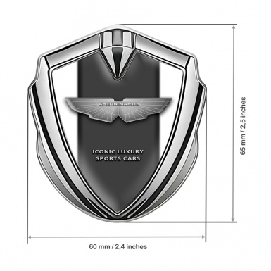 Aston Martin 3D Car Metal Emblem Silver White Grey Edition