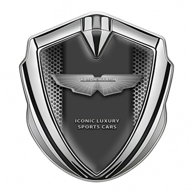 Aston Martin 3D Car Metal Emblem Silver Metallic Mesh Edition