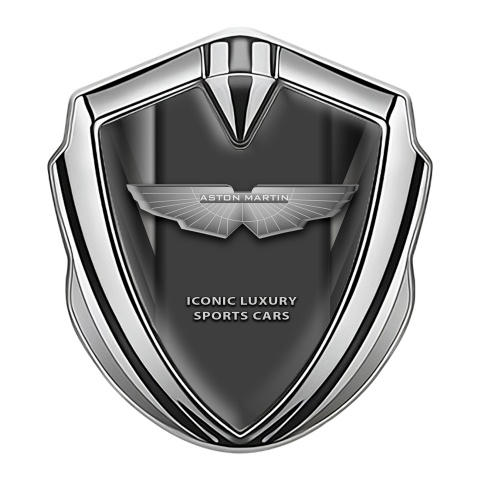 Aston Martin Fender Emblem Badge Silver Grey Luxury Design