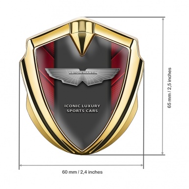 Aston Martin Fender Emblem Badge Gold Red Hex Lines Luxury Edition
