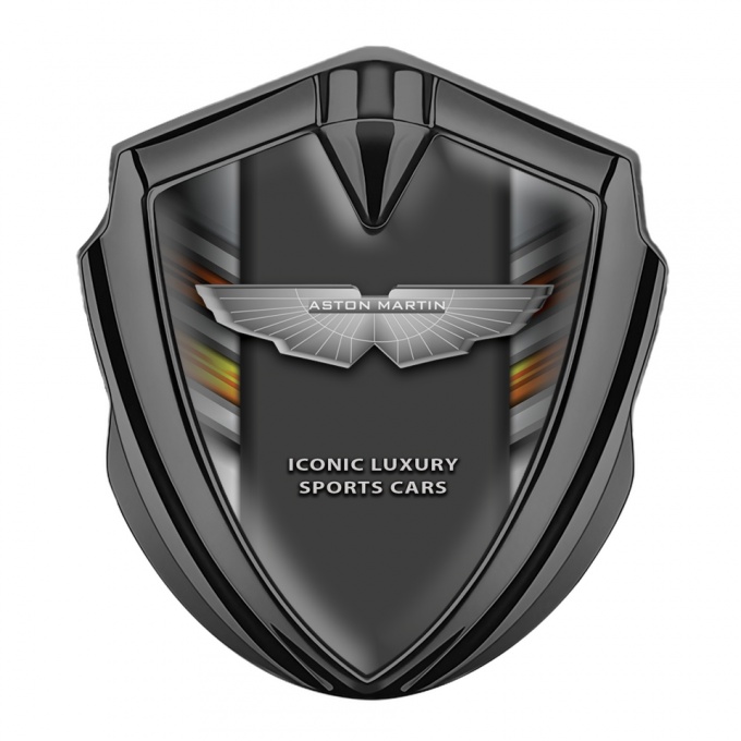 Aston Martin Fender Metal Emblem Badge Graphite Grey Line Color Shield
