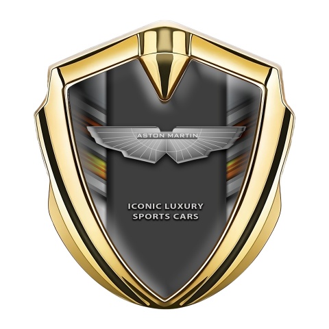 Aston Martin Fender Metal Emblem Badge Gold Grey Line Color Shield