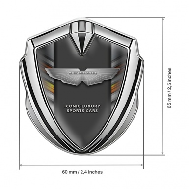 Aston Martin Fender Metal Emblem Badge Silver Grey Line Color Shield