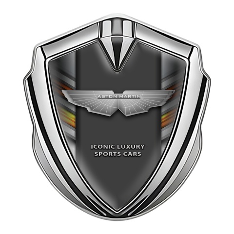 Aston Martin Fender Metal Emblem Badge Silver Grey Line Color Shield
