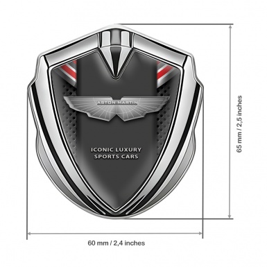 Aston Martin Bodyside Badge Self Adhesive Silver Dark Mesh Design