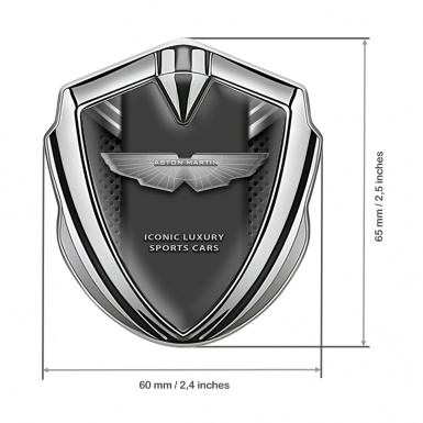 Aston Martin 3D Car Metal Emblem Silver White Grey Lines Design