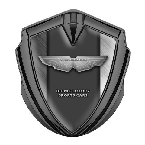 Aston Martin Fender Emblem Badge Graphite Brushed Metal Lines Edition