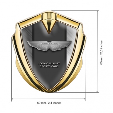 Aston Martin Fender Emblem Badge Gold Brushed Metal Lines Edition