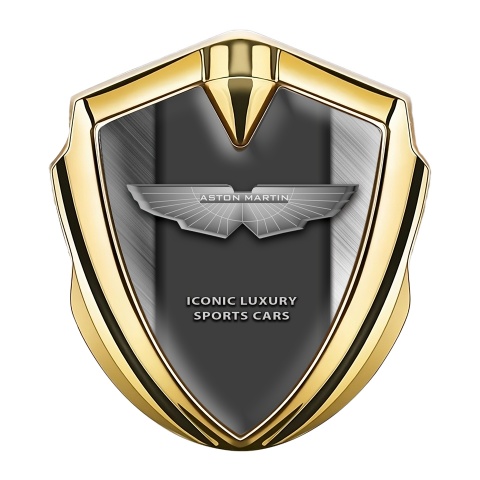 Aston Martin Fender Emblem Badge Gold Brushed Metal Lines Edition