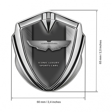 Aston Martin Fender Emblem Badge Silver Brushed Metal Lines Edition