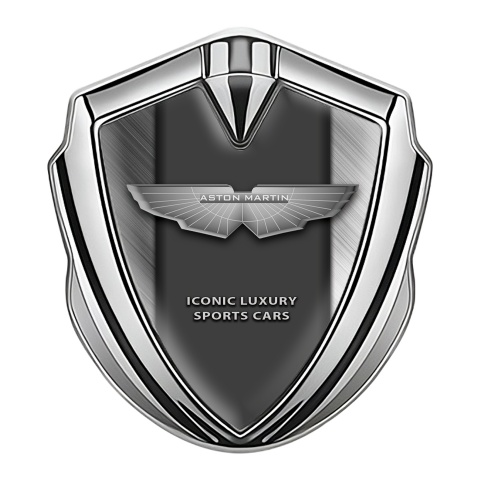 Aston Martin Fender Emblem Badge Silver Brushed Metal Lines Edition