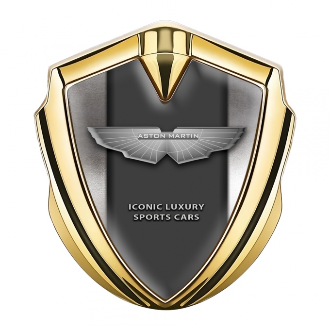 Aston Martin Trunk Emblem Badge Gold Metallic Surface Design