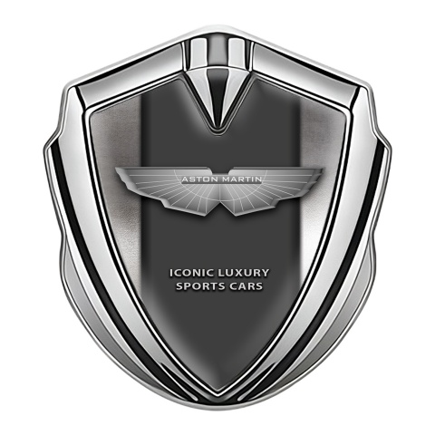Aston Martin Trunk Emblem Badge Silver Metallic Surface Design