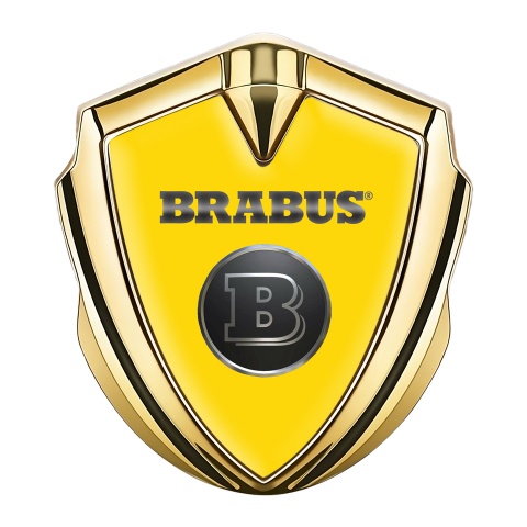 2-component metal carbon yellow Brabus badge logo emblem 55mm for