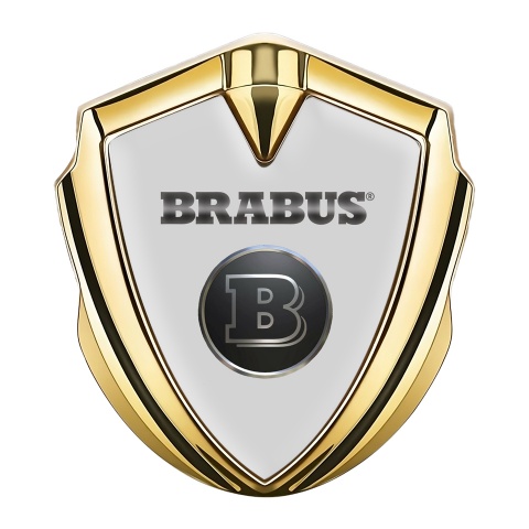 Mercedes Brabus 3D Car Metal Emblem Gold Grey Chromed Logo