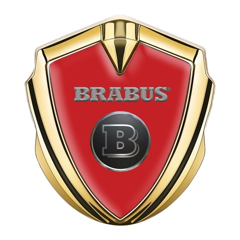Mercedes Brabus Fender Emblem Badge Gold Red Shield Edition