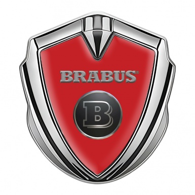 Mercedes Brabus Fender Emblem Badge Silver Red Shield Edition