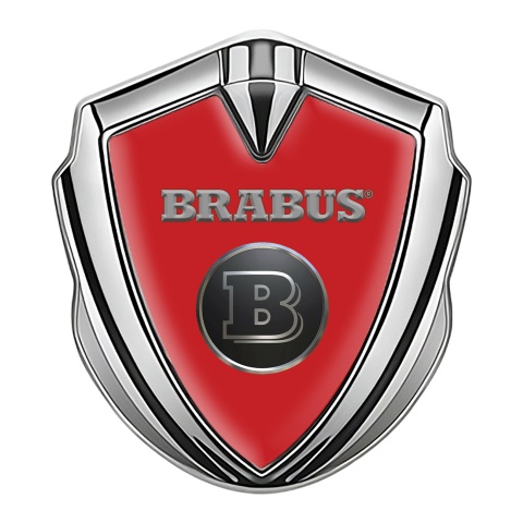 Mercedes Brabus Fender Emblem Badge Silver Red Shield Edition