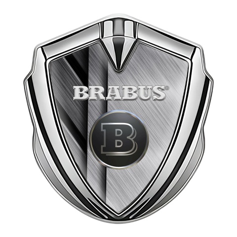 Mercedes Brabus Fender Metal Emblem Badge Silver Aluminum Effect