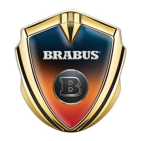 Mercedes Brabus Trunk Emblem Badge Gold Colorful Shield Design