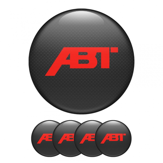 ABT Sportsline Domed Stickers Wheel Center Cap Black Leather Effect
