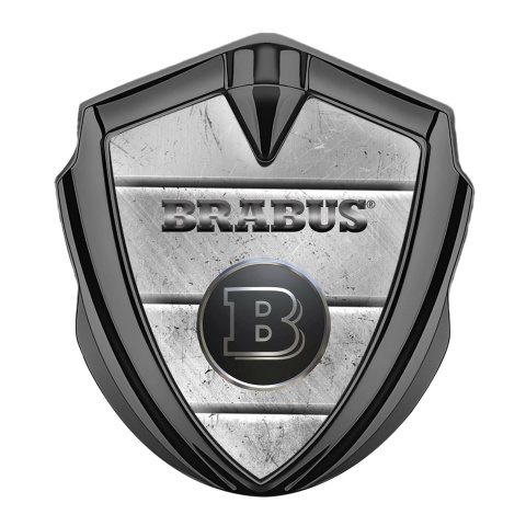 Mercedes Brabus Fender Emblem Badge Graphite Scratched Metal Design