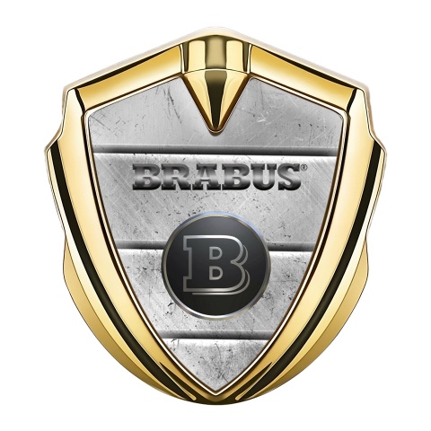 Mercedes Brabus Fender Emblem Badge Gold Scratched Metal Design